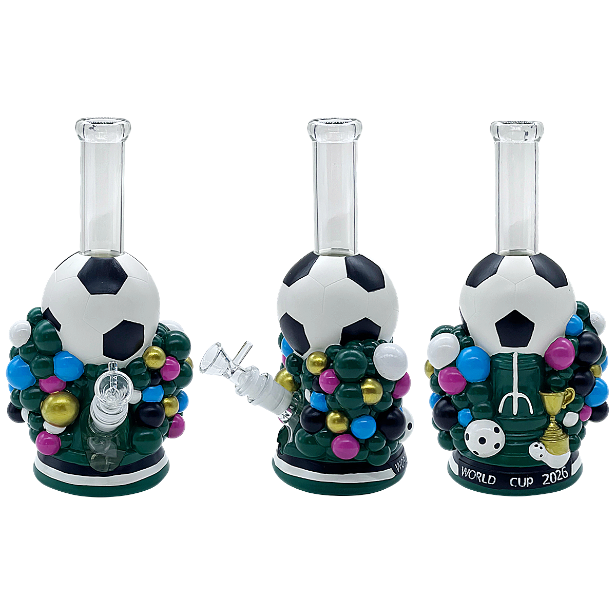 Soccer Party Silicone Waterpipe (H593) | 10.4 inches | Assorted Colors product image